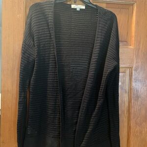 LOFT Black Open Knit Cardigan